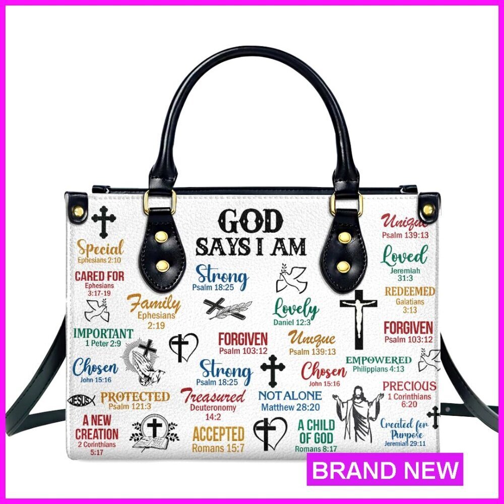 Leather Bible Bag with Adjustable Strap, Religious Tote for Women